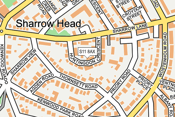 S11 8AX map - OS OpenMap – Local (Ordnance Survey)