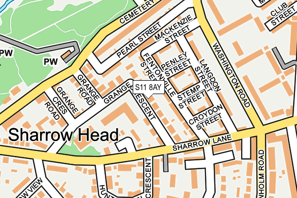 S11 8AY map - OS OpenMap – Local (Ordnance Survey)