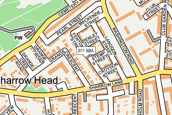 S11 8BA map - OS OpenMap – Local (Ordnance Survey)