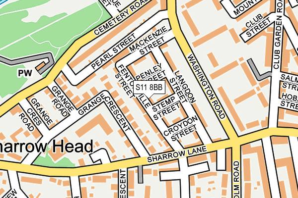 S11 8BB map - OS OpenMap – Local (Ordnance Survey)