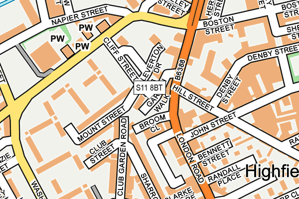 S11 8BT map - OS OpenMap – Local (Ordnance Survey)