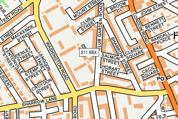 S11 8BX map - OS OpenMap – Local (Ordnance Survey)