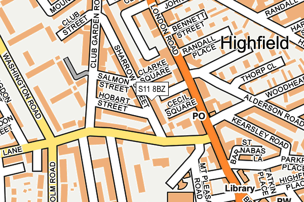 S11 8BZ map - OS OpenMap – Local (Ordnance Survey)