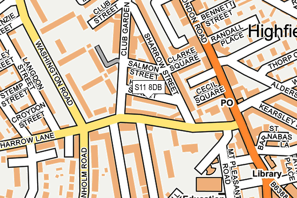 S11 8DB map - OS OpenMap – Local (Ordnance Survey)