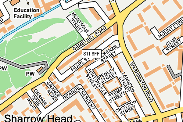 S11 8FF map - OS OpenMap – Local (Ordnance Survey)