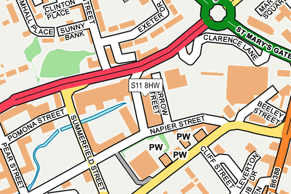 S11 8HW map - OS OpenMap – Local (Ordnance Survey)