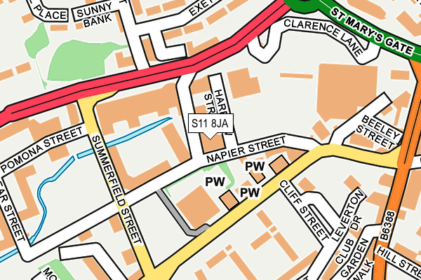 S11 8JA map - OS OpenMap – Local (Ordnance Survey)