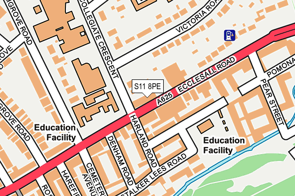 S11 8PE map - OS OpenMap – Local (Ordnance Survey)