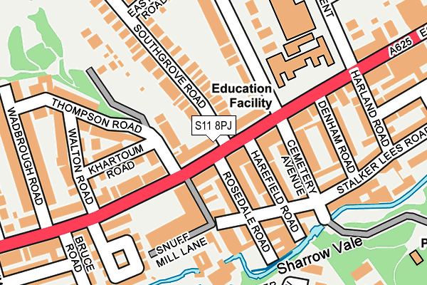 S11 8PJ map - OS OpenMap – Local (Ordnance Survey)