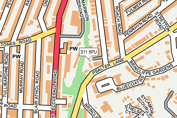 S11 8PU map - OS OpenMap – Local (Ordnance Survey)