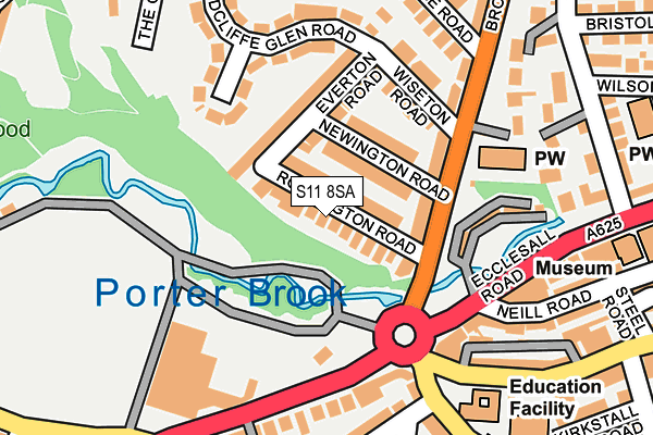 S11 8SA map - OS OpenMap – Local (Ordnance Survey)