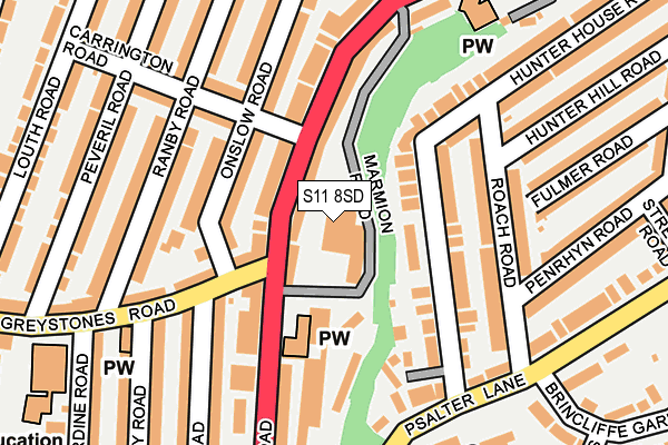 S11 8SD map - OS OpenMap – Local (Ordnance Survey)