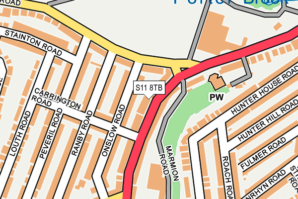 S11 8TB map - OS OpenMap – Local (Ordnance Survey)