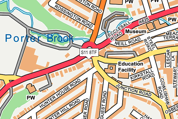 S11 8TF map - OS OpenMap – Local (Ordnance Survey)