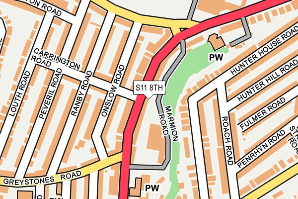 S11 8TH map - OS OpenMap – Local (Ordnance Survey)