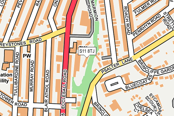 S11 8TJ map - OS OpenMap – Local (Ordnance Survey)