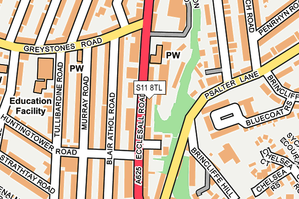 S11 8TL map - OS OpenMap – Local (Ordnance Survey)