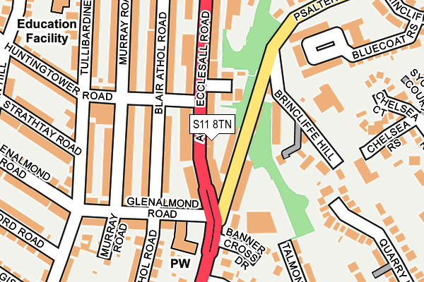 S11 8TN map - OS OpenMap – Local (Ordnance Survey)