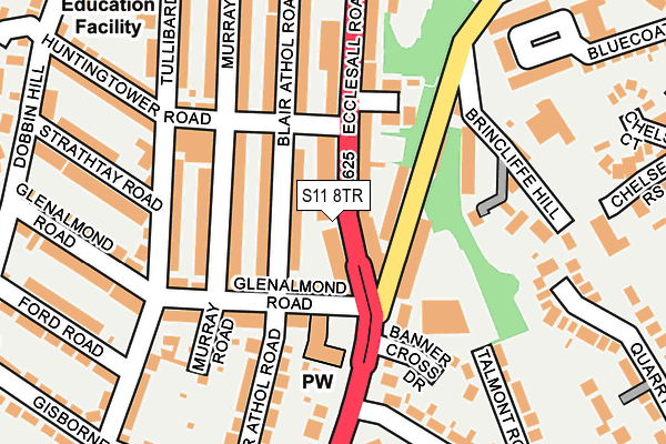 S11 8TR map - OS OpenMap – Local (Ordnance Survey)