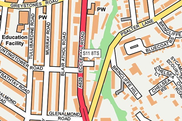 S11 8TS map - OS OpenMap – Local (Ordnance Survey)