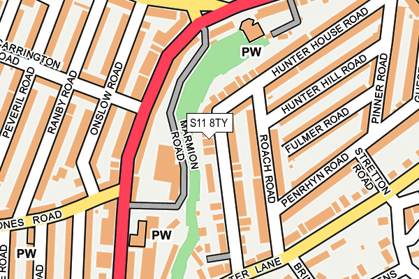 S11 8TY map - OS OpenMap – Local (Ordnance Survey)