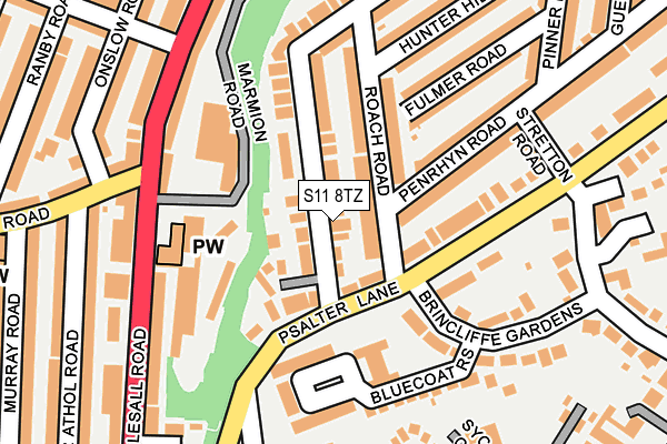 S11 8TZ map - OS OpenMap – Local (Ordnance Survey)