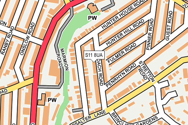 S11 8UA map - OS OpenMap – Local (Ordnance Survey)