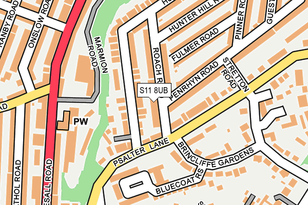 S11 8UB map - OS OpenMap – Local (Ordnance Survey)