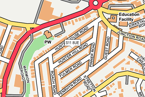 S11 8UE map - OS OpenMap – Local (Ordnance Survey)