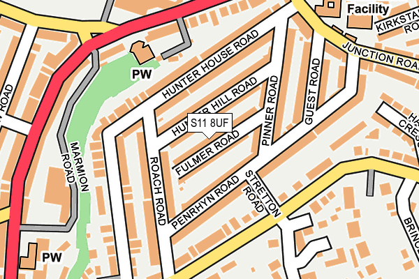 S11 8UF map - OS OpenMap – Local (Ordnance Survey)
