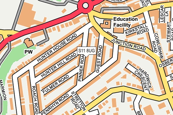 S11 8UG map - OS OpenMap – Local (Ordnance Survey)