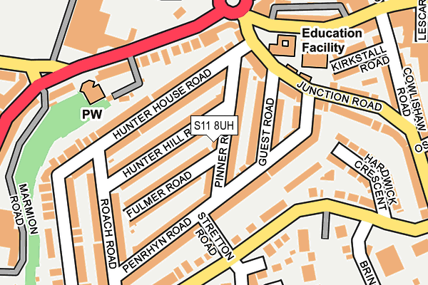 S11 8UH map - OS OpenMap – Local (Ordnance Survey)