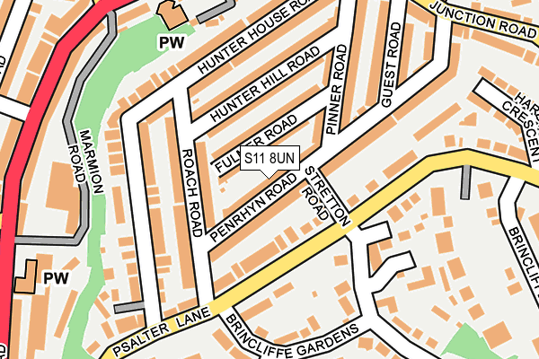S11 8UN map - OS OpenMap – Local (Ordnance Survey)
