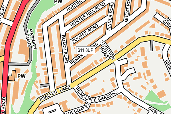 S11 8UP map - OS OpenMap – Local (Ordnance Survey)