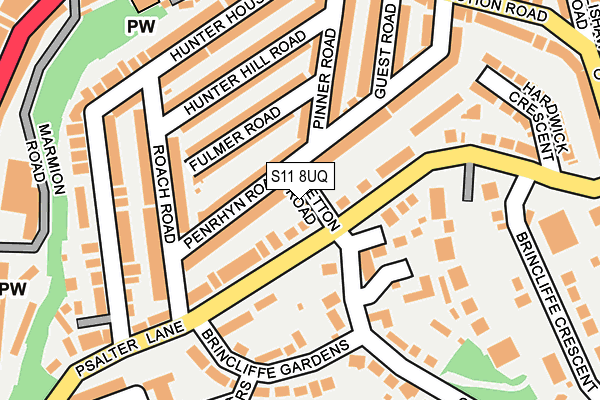S11 8UQ map - OS OpenMap – Local (Ordnance Survey)