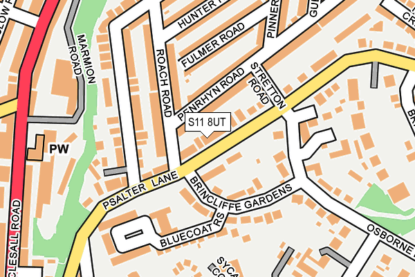 S11 8UT map - OS OpenMap – Local (Ordnance Survey)