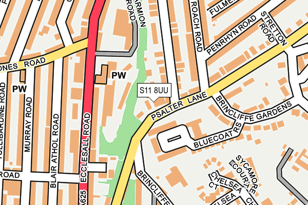 S11 8UU map - OS OpenMap – Local (Ordnance Survey)