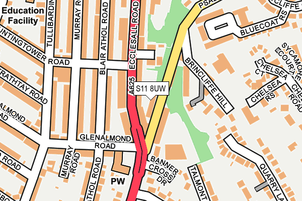 S11 8UW map - OS OpenMap – Local (Ordnance Survey)