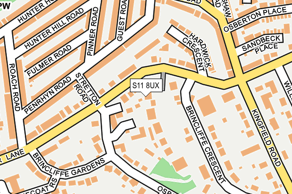 S11 8UX map - OS OpenMap – Local (Ordnance Survey)