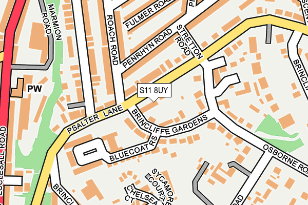 S11 8UY map - OS OpenMap – Local (Ordnance Survey)