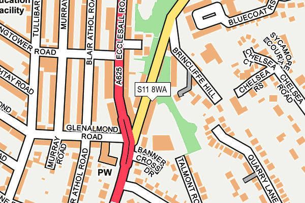 S11 8WA map - OS OpenMap – Local (Ordnance Survey)