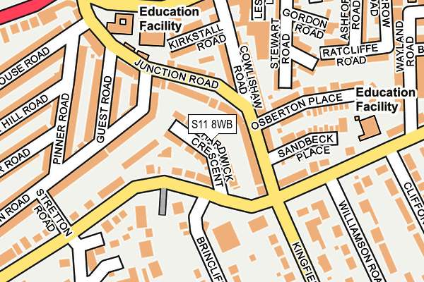 S11 8WB map - OS OpenMap – Local (Ordnance Survey)