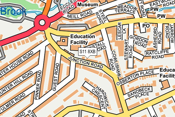 S11 8XB map - OS OpenMap – Local (Ordnance Survey)
