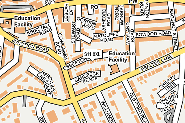 S11 8XL map - OS OpenMap – Local (Ordnance Survey)