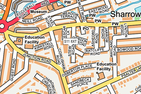 S11 8XT map - OS OpenMap – Local (Ordnance Survey)