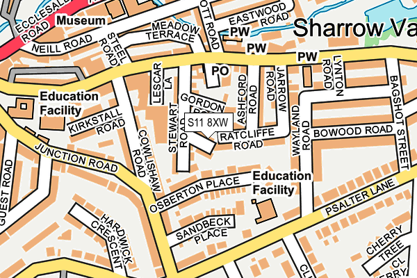 S11 8XW map - OS OpenMap – Local (Ordnance Survey)