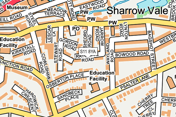 S11 8YA map - OS OpenMap – Local (Ordnance Survey)