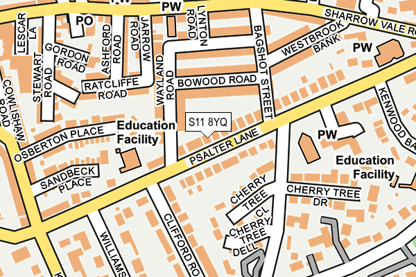 S11 8YQ map - OS OpenMap – Local (Ordnance Survey)