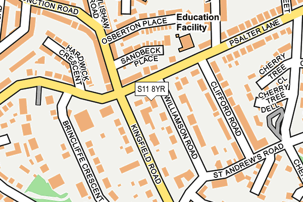 S11 8YR map - OS OpenMap – Local (Ordnance Survey)