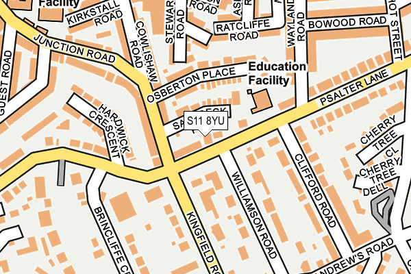 S11 8YU map - OS OpenMap – Local (Ordnance Survey)